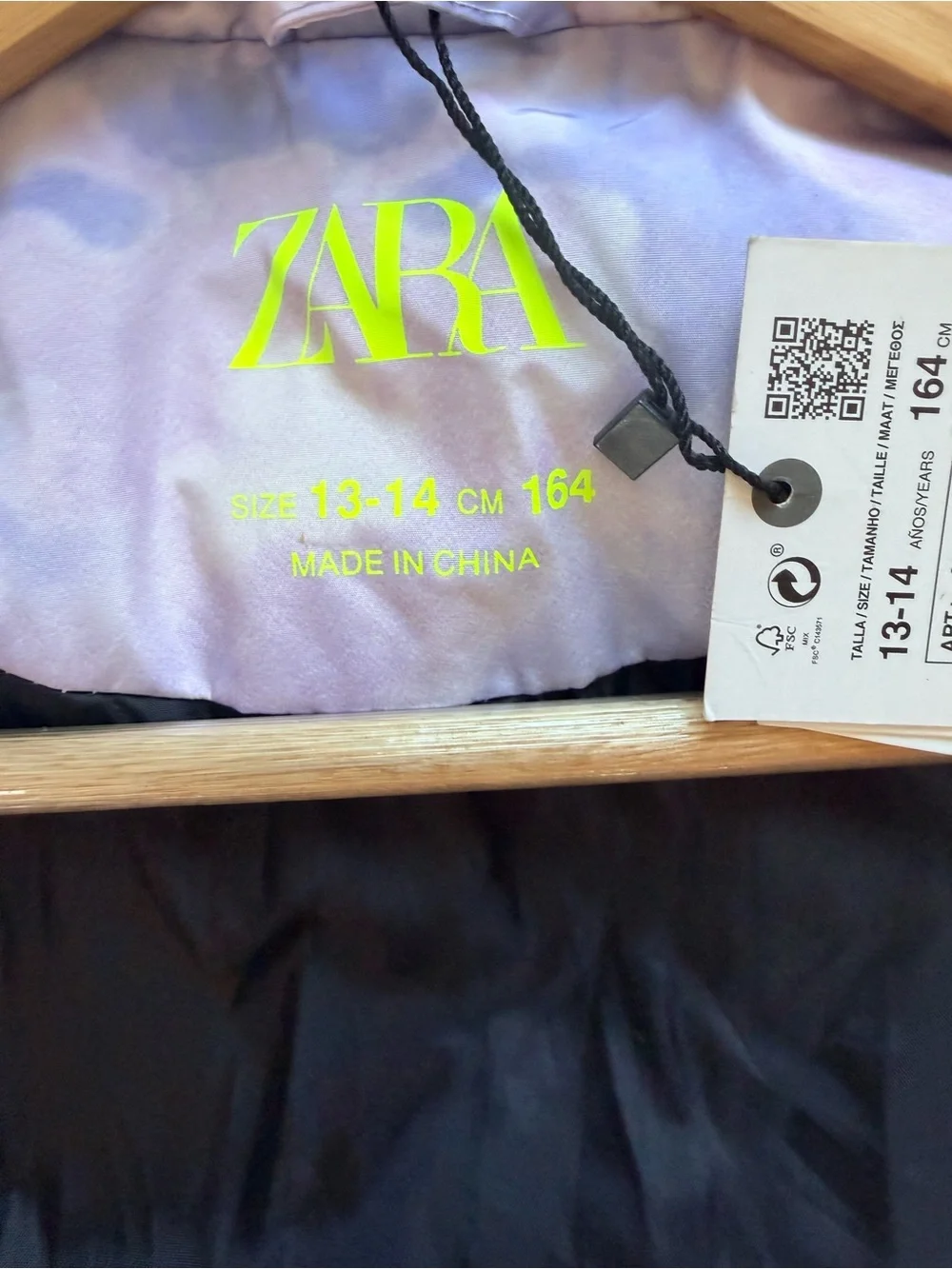 Zara Lavender Tie-Dye Puffer Jacket for Kids